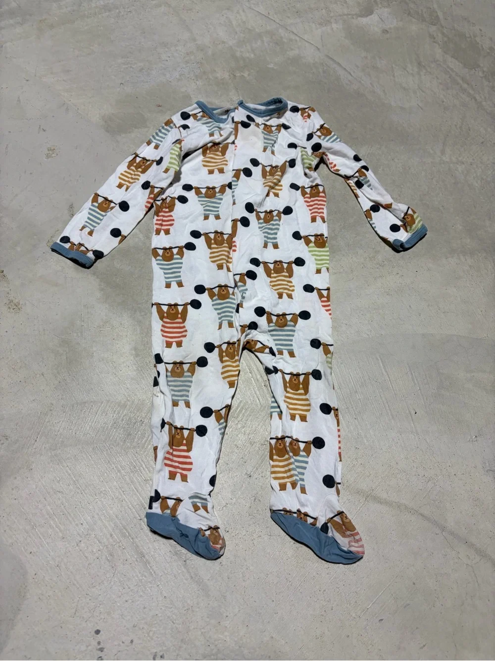 Magnetic me Bear Print Footed One-Piece Pajamas 3-6 months